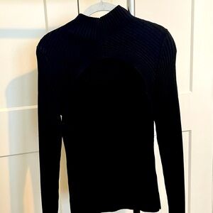 White House Black Market Long Sleeve Cutout Mockneck Top
